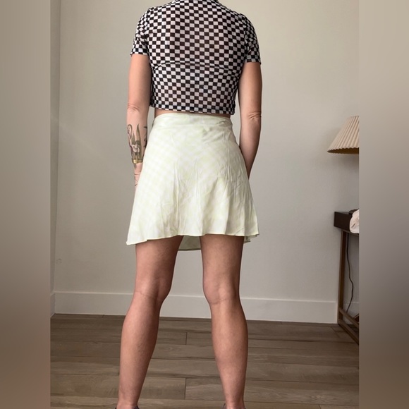 Divided H&M mini skirt 90s Y2K like green buffalo check NWTS size 10 - Picture 8 of 12
